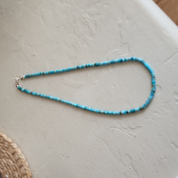 Stunning Native American Santo Domingo Handmade Turquoise Bead Necklace 💙🩵 - Picture 6 of 11